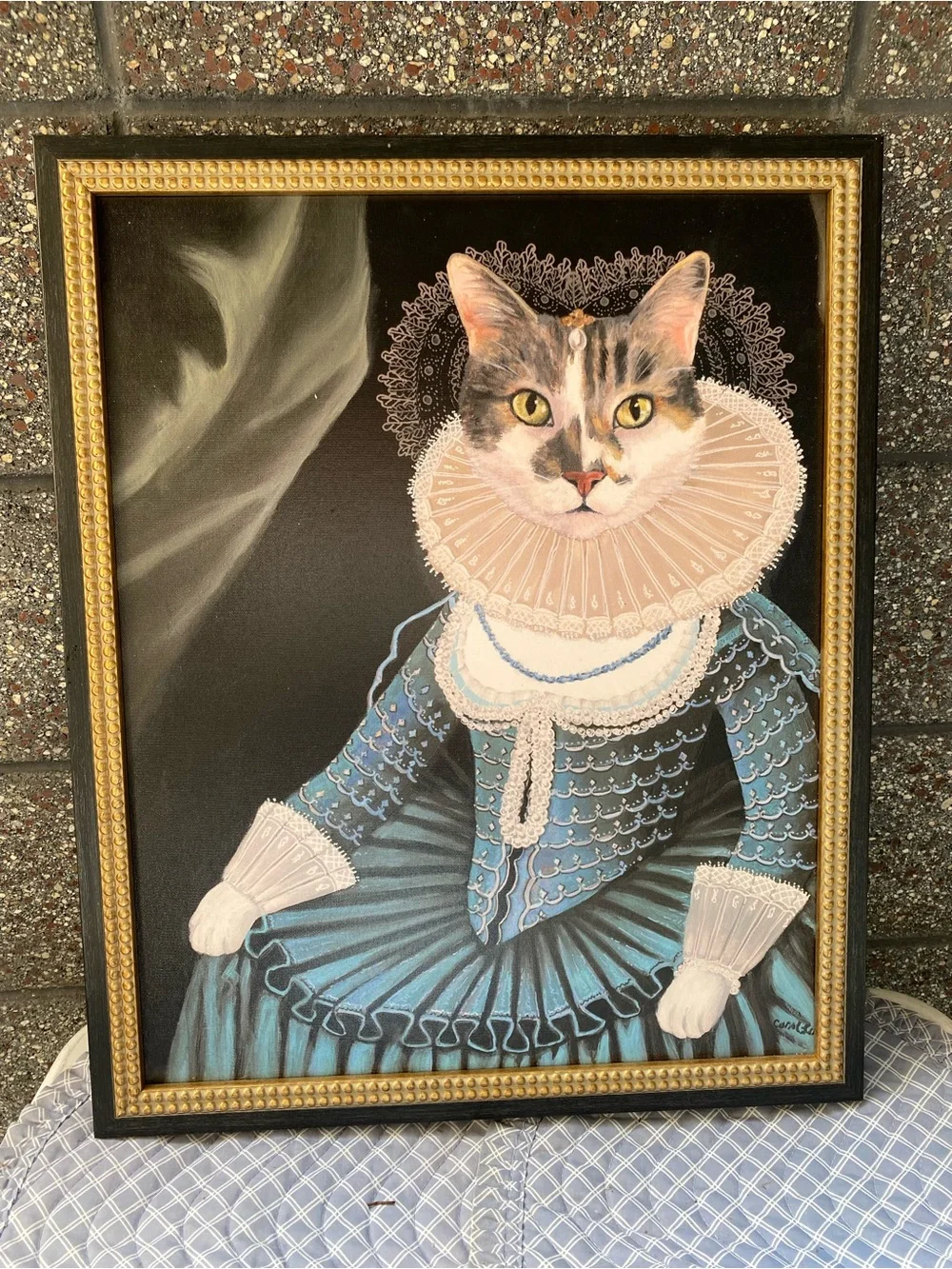 Artful Cat Portrait Wall Art - Blue Costume